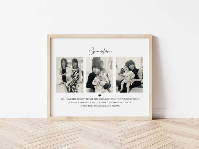 Grandma A4 Unframed Personalised Print/Nan Photo Grandpa Mum Dad Prints Family Gift Birthday - image 1