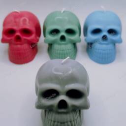 Handmade Skull Pillar Candle Gothic Halloween Decor - thumbnail 3