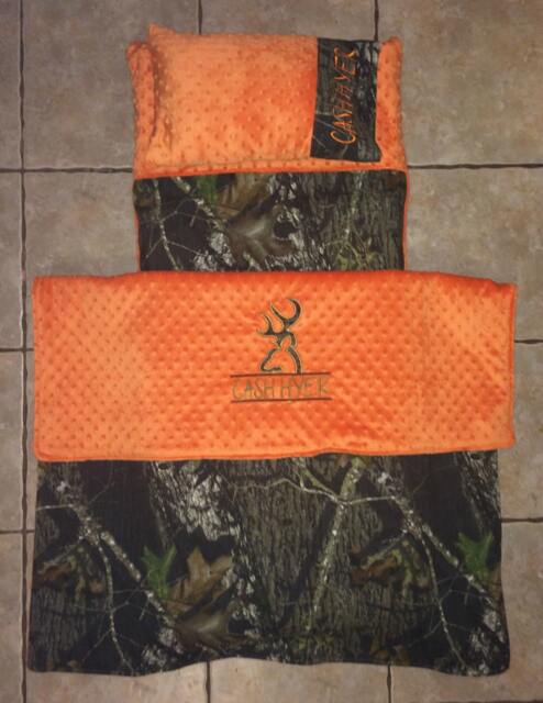 Custom Appliqued Camo Nap Mat Cover, Blanket, Pillow & Case - image 1