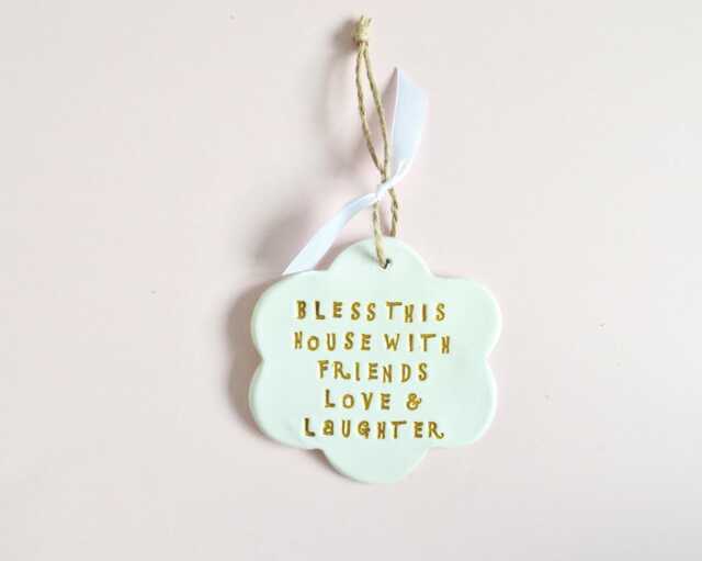 Bless Home Quote Ornament Sign Blessing Sentiment Thoughtful Plaque Meaningful Housewarming Friends Family Gift - image 1