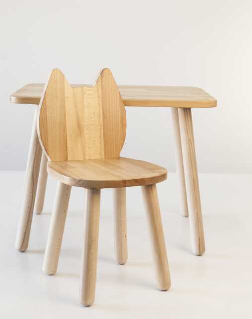 Custom Beech Wood Cat Toddler Chair, Montessori Childrens Furniture - image 1