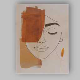 Minimalist Terracotta Abstract Female Line Portrait Canvas Wall Art Print Decor Picture Ready To Hang - thumbnail 1