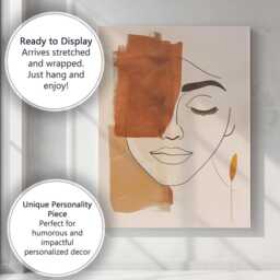 Minimalist Terracotta Abstract Female Line Portrait Canvas Wall Art Print Decor Picture Ready To Hang - thumbnail 3