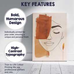 Minimalist Terracotta Abstract Female Line Portrait Canvas Wall Art Print Decor Picture Ready To Hang - thumbnail 2