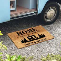 Personalised Home Is Where You Park It Camper Motorhome Coir Doormat - Personalized Accessories Custom Camping Rug Gift - thumbnail 1