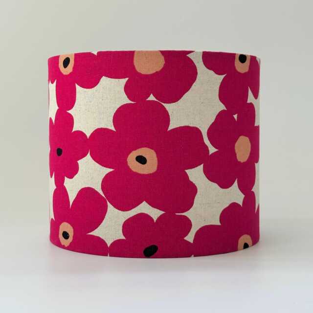 Floral Lampshade Japanese Cotton Canvas, Scandinavian Style, Handmade, Pink, Blue, Nevy, Beige, Black - image 1