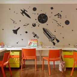Rocket Wall Decal Space Travel Decals, Little Astronaut, Stars, Planets Solar System-Kids Room Decal-Dk411 - thumbnail 2