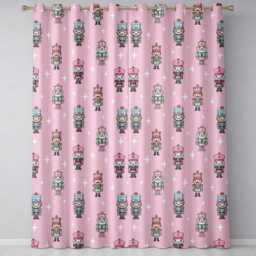 Cute Nutcracker Soldiers Pink Background Festive Christmas Seamless Pattern Readymade Eyelet Ring Top Thermal 100% Blackout Curtains - thumbnail 2