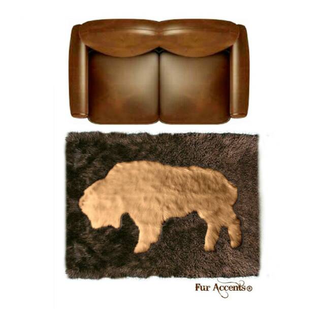 Buffalo Faux Fur Area Rug - Hand Sewn Western Decor - image 1