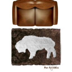Buffalo Faux Fur Area Rug - Hand Sewn Western Decor - thumbnail 2