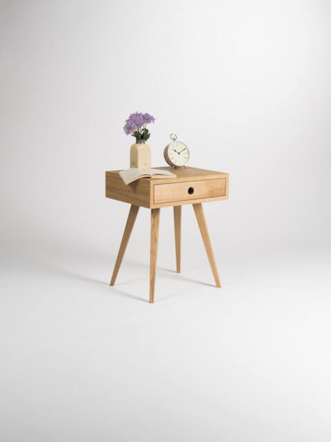 Kuub - Mid Century Modern Nightstand, Bedside Table, End Table With Solid Oak Wood Drawer - image 1