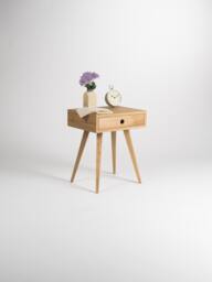 Kuub - Mid Century Modern Nightstand, Bedside Table, End Table With Solid Oak Wood Drawer - thumbnail 1