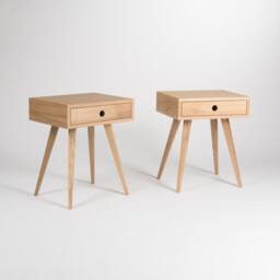 Kuub - Mid Century Modern Nightstand, Bedside Table, End Table With Solid Oak Wood Drawer - thumbnail 3