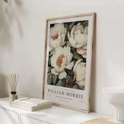 William Morris Print, Art, Exhibition Poster, Botanical Gifts, Peony Decor, Art Sage Green Wall - thumbnail 3