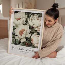 William Morris Print, Art, Exhibition Poster, Botanical Gifts, Peony Decor, Art Sage Green Wall - thumbnail 2