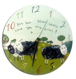 Kids Baa Black Sheep Clock, Nursery Decor, Gift For Girls, First Birthday Gift, Wall Clock