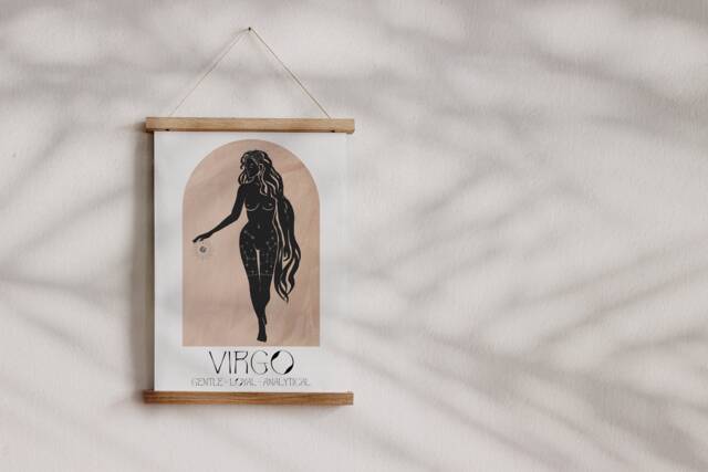 Virgo Boho Zodiac Print - Star Sign Art, Astrology Poster, Bohemian Aesthetic, Celestial, Divine Feminine Energy, Constellation Bedroom - image 1