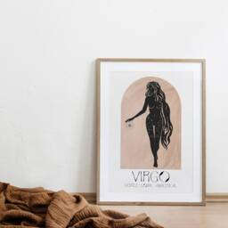 Virgo Boho Zodiac Print - Star Sign Art, Astrology Poster, Bohemian Aesthetic, Celestial, Divine Feminine Energy, Constellation Bedroom - thumbnail 2