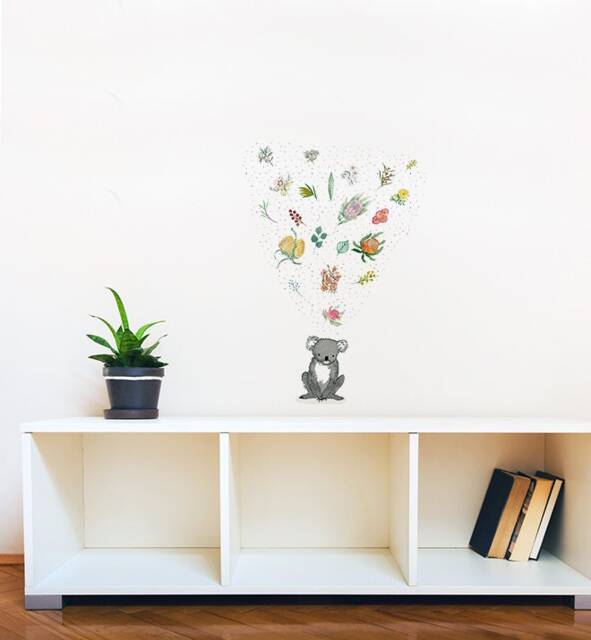 Koala Having A Dream Wall Sticker Decal - Australian Animal Decals, Stickers, Kids, Native Animals Art