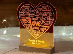 Personalised Wedding Engagement Anniversary Valentine's Light, Personalized Gift Or Present, Grandparents, Custom Lamp For Christmas Xmas - thumbnail 1