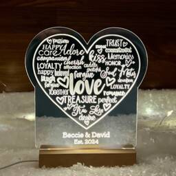 Personalised Wedding Engagement Anniversary Valentine's Light, Personalized Gift Or Present, Grandparents, Custom Lamp For Christmas Xmas - thumbnail 2