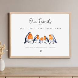 Personalised Robin Bird Family Print, Custom Gift, Animal Elephant Art Mothers Day Birthday Gift - thumbnail 2