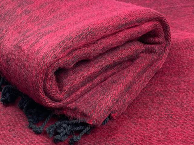 Burgundy Yak Wool Blanket King Size Handmade Meditation Shawl - image 1