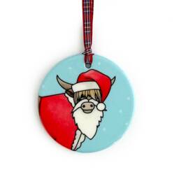 Highland Cow Christmas Tree Ornaments - 4 Designs To Choose From. Doubled Sided Scottish Decorations. Gift Idea, Scotland - thumbnail 2