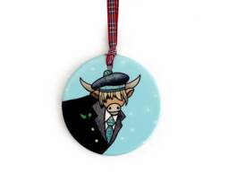 Highland Cow Christmas Tree Ornaments - 4 Designs To Choose From. Doubled Sided Scottish Decorations. Gift Idea, Scotland - thumbnail 1