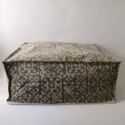 Pouf Ottoman Brown Square Hand Block Print, Stone-Washed, Bean Bag, Cotton Cover, Extra Seating, Pet Bed - thumbnail 1