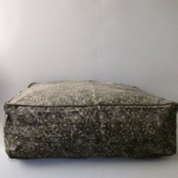 Pouf Ottoman Brown Square Hand Block Print, Stone-Washed, Bean Bag, Cotton Cover, Extra Seating, Pet Bed - thumbnail 4