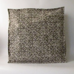 Pouf Ottoman Brown Square Hand Block Print, Stone-Washed, Bean Bag, Cotton Cover, Extra Seating, Pet Bed - thumbnail 3