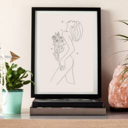 Set Of 3 Woman Body Prints, Strong Quote Wall Art Unframed Line Artwork, Bedroom Room D??cor - A5 A4 A3 Grey & Pink - thumbnail 3