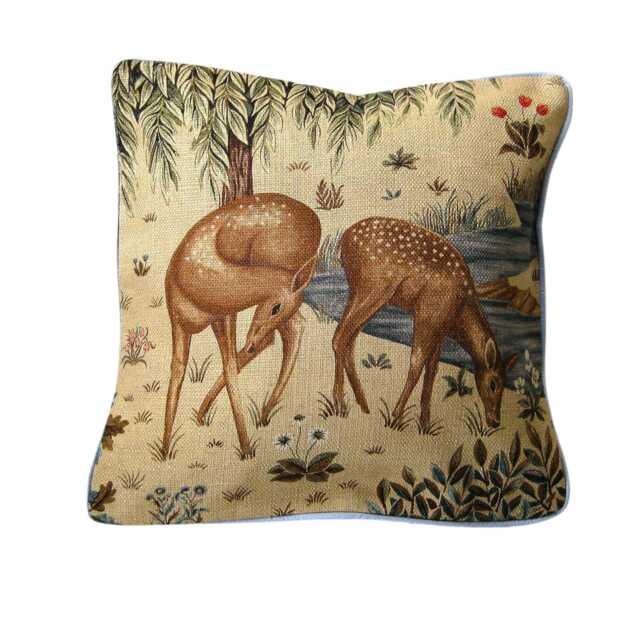 William Morris Linen Cushion Cover The Brook Woodland Deer Pillow - image 1