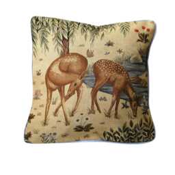 William Morris Linen Cushion Cover The Brook Woodland Deer Pillow - thumbnail 1