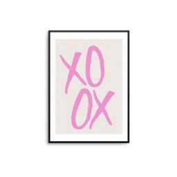 xoxo Pink Typography Print Bold Love Wall Art - Unframed - thumbnail 2