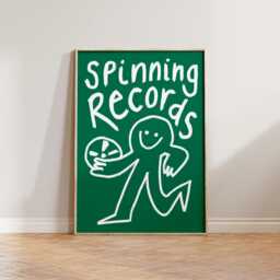 Music Wall Art Print, Living Room Spinning Records Poster, Record Player Art, Vinyl Prints, Hand Drawn Doodle - thumbnail 2