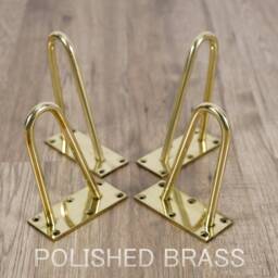 Brass Table Legs, Hairpin Brass, Brass Cabinet Gold Set(4, Height= 6, 5 - thumbnail 2