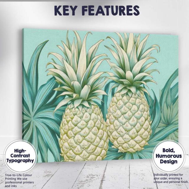 Pastel White Pineapple Tropical Botanical Illustration Canvas Wall Art Print Decor Picture Ready To Hang - image 1