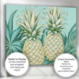 Pastel White Pineapple Tropical Botanical Illustration Canvas Wall Art Print Decor Picture Ready To Hang - thumbnail 3
