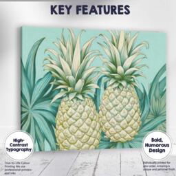 Pastel White Pineapple Tropical Botanical Illustration Canvas Wall Art Print Decor Picture Ready To Hang - thumbnail 1
