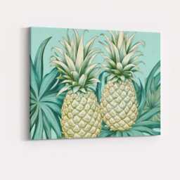 Pastel White Pineapple Tropical Botanical Illustration Canvas Wall Art Print Decor Picture Ready To Hang - thumbnail 4