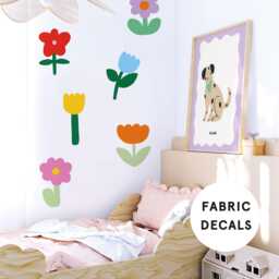 Fabric Flower Wall Decals Kids Playroom, Nursery Decor - thumbnail 1