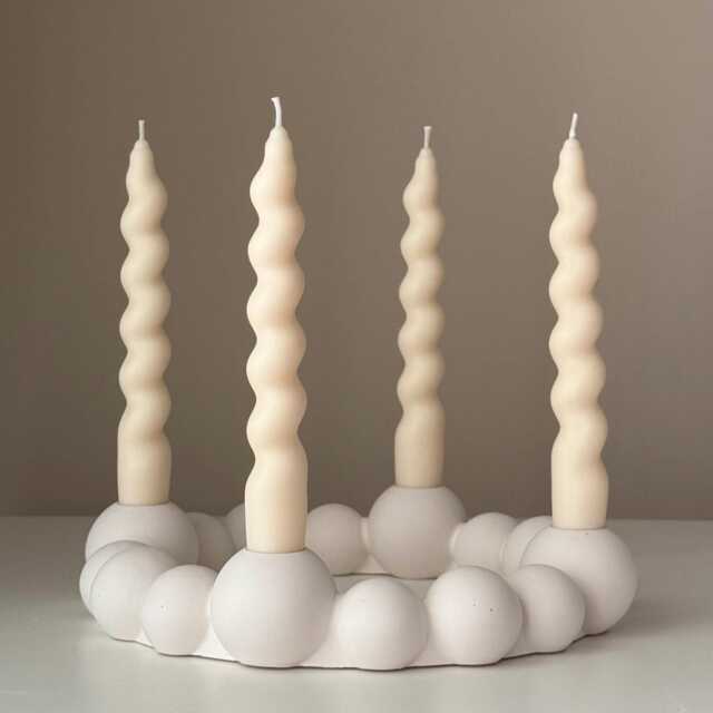 Bubbles Candlestick Holder Jesmonite Taper Candle, Wedding Table Decor - image 1
