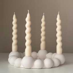 Bubbles Candlestick Holder Jesmonite Taper Candle, Wedding Table Decor - thumbnail 1