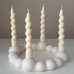 Bubbles Candlestick Holder Jesmonite Taper Candle, Wedding Table Decor - thumbnail 3