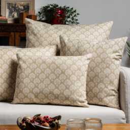 Wildflower Cushion in Natural Linen. Block-Print Floral, Blossoms & Botanical Design, Multicoloured. 17x17 - thumbnail 3