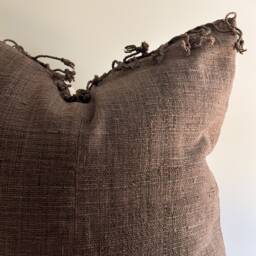 Handwoven Brown Hemp Pillow Cover Vintage Karen Tribal Design - thumbnail 2