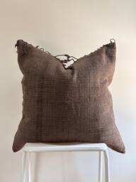 Handwoven Brown Hemp Pillow Cover Vintage Karen Tribal Design - thumbnail 1
