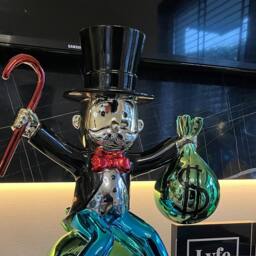 Mr Monops - Sculpture Pop Art Statue Alec Monopoly Inspired Chrome Money Bags Richie Rich Scrooge Mcduck - thumbnail 4